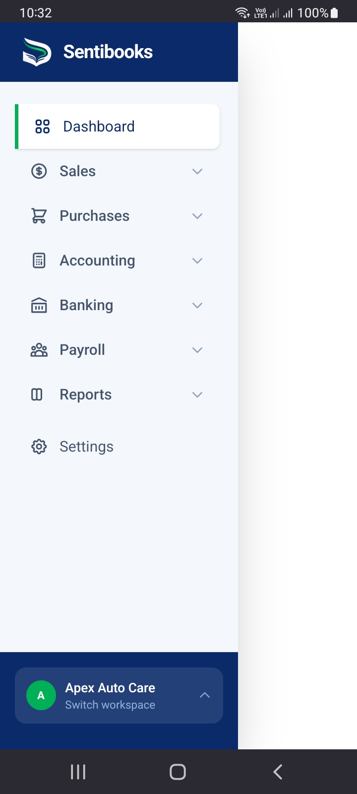 Sentibooks mobile view